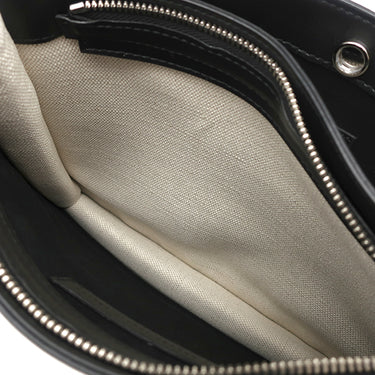 バレンシアガ BALENCIAGA ネイビー ポシェット 339937 ナチュラル×ブラック キャンバス レザー ショルダーバッグ シルバー金具 白 黒