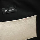 バレンシアガ BALENCIAGA ネイビー ポシェット 339937 ナチュラル×ブラック キャンバス レザー ショルダーバッグ シルバー金具 白 黒