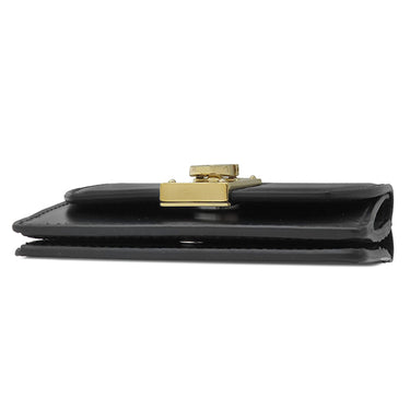 サルヴァトーレ・フェラガモ Salvatore Ferragamo ガンチーニ ショルダーウォレット ブラック レザー 二つ折り財布 ゴールド金具 黒 コンパクト