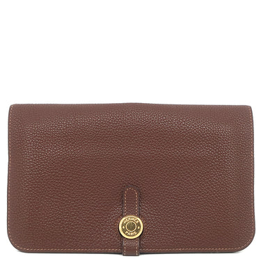 エルメス HERMES ドゴンGM ハバナ トゴ 長財布 ゴールド金具 茶