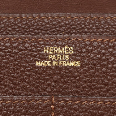 エルメス HERMES ドゴンGM ハバナ トゴ 長財布 ゴールド金具 茶