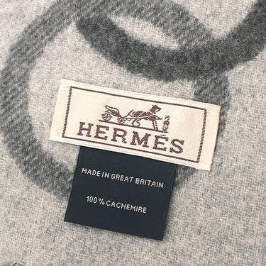 エルメス HERMES エニー モール フランネル×グリシネクレール カシミヤ マフラー バイカラー ハミ柄
