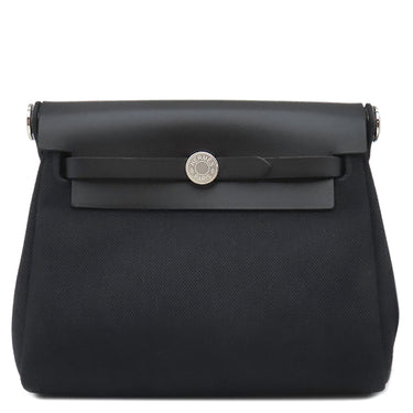 エルメス HERMES エールバッグジップ ミニ 20 ブラック キャンバス レザー トワルミリタリー ヴァッシュハンター ショルダーバッグ シルバー金具 新品 未使用 黒