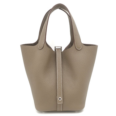 エルメス HERMES ピコタンロックPM エトゥープ トリヨンクレマンス ハンドバッグ シルバー金具 新品 未使用 グレージュ