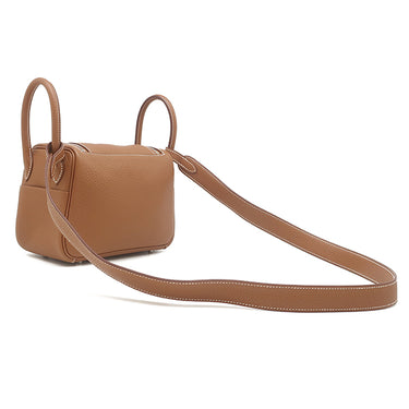 エルメス HERMES リンディ2 ミニ ゴールド トリヨンクレマンス ショルダーバッグ シルバー金具 茶 新品 未使用