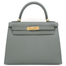 エルメス HERMES ケリー28 外縫い ヴェールアマンド ヴォーエプソン 2WAYバッグ ゴールド金具 緑 グレー ハンドバッグ ショルダー