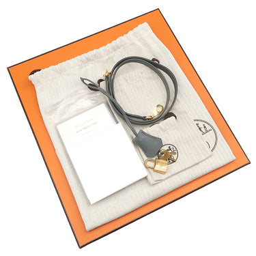 エルメス HERMES ケリー28 外縫い ヴェールアマンド ヴォーエプソン 2WAYバッグ ゴールド金具 緑 グレー ハンドバッグ ショルダー