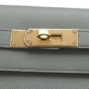 エルメス HERMES ケリー28 外縫い ヴェールアマンド ヴォーエプソン 2WAYバッグ ゴールド金具 緑 グレー ハンドバッグ ショルダー