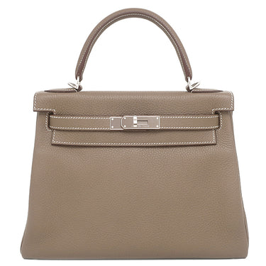 エルメス HERMES ケリー28 内縫い エトゥープ トゴ 2WAYバッグ シルバー金具 グレージュ ショルダー ハンドバッグ