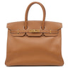 エルメス HERMES バーキン35 ゴールド ヴォーエプソン ハンドバッグ ゴールド金具 茶