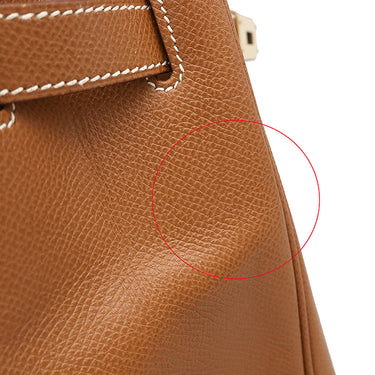 エルメス HERMES バーキン35 ゴールド ヴォーエプソン ハンドバッグ ゴールド金具 茶