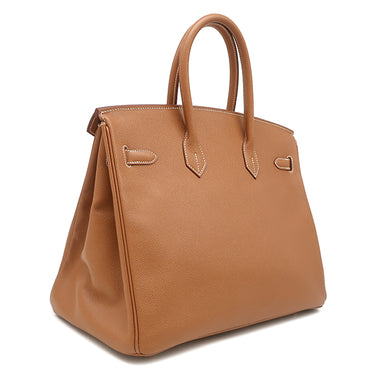 エルメス HERMES バーキン35 ゴールド ヴォーエプソン ハンドバッグ ゴールド金具 茶