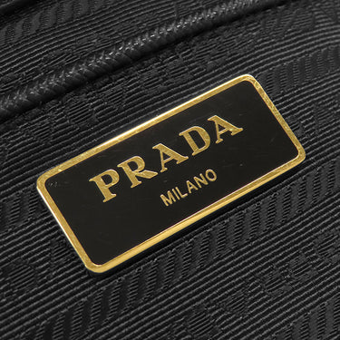 プラダ PRADA ロゴプレート 2WAY ハンドバッグ 1BB013 NERO ナイロン サフィアーノレザー 2WAYバッグ ゴールド金具 黒 ショルダー テスート サフィアーノ