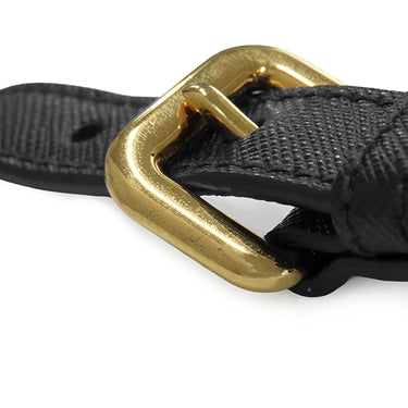 プラダ PRADA ロゴプレート 2WAY ハンドバッグ 1BB013 NERO ナイロン サフィアーノレザー 2WAYバッグ ゴールド金具 黒 ショルダー テスート サフィアーノ
