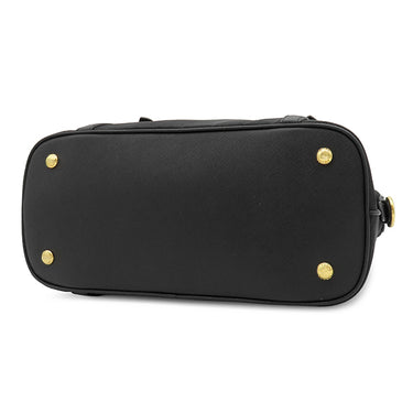 プラダ PRADA ロゴプレート 2WAY ハンドバッグ 1BB013 NERO ナイロン サフィアーノレザー 2WAYバッグ ゴールド金具 黒 ショルダー テスート サフィアーノ
