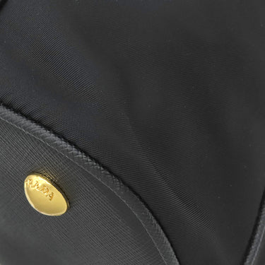 プラダ PRADA ロゴプレート 2WAY ハンドバッグ 1BB013 NERO ナイロン サフィアーノレザー 2WAYバッグ ゴールド金具 黒 ショルダー テスート サフィアーノ