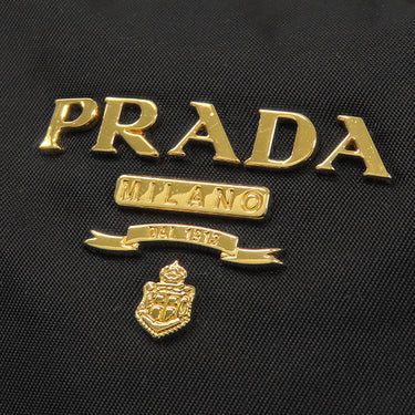 プラダ PRADA ロゴプレート 2WAY ハンドバッグ 1BB013 NERO ナイロン サフィアーノレザー 2WAYバッグ ゴールド金具 黒 ショルダー テスート サフィアーノ