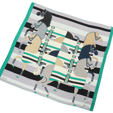 エルメス HERMES カレ140 カレジェアン ミント×グリ×ブラック カシミヤ シルク ストール 【ROCABAR /ロカバール】 2018AW