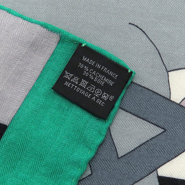 エルメス HERMES カレ140 カレジェアン ミント×グリ×ブラック カシミヤ シルク ストール 【ROCABAR /ロカバール】 2018AW