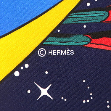 エルメス HERMES カレ90 CARRE マリン×ルージュヴィフ×マルチカラ シルク スカーフ 【SPACE DERBY/スペースダービー】