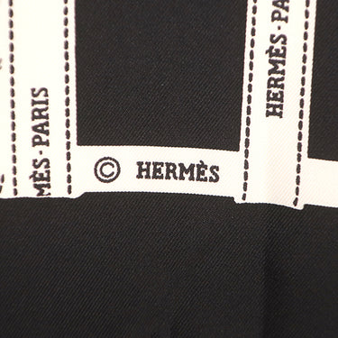 エルメス HERMES カレ90 CARRE ブラック×ホワイト シルク スカーフ 【BOLDUC RIBBON/ボルデュック リボン】