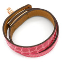 エルメス HERMES ミニ ケリードゥブルトゥール ローズメキシコ×ゴールド アリゲーター リザード GP T2 ブレスレット ピンクゴールド金具 2重 2連