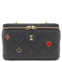 シャネル CHANEL バニティ チェーン ショルダー AP3079 ブラック レザー ショルダーバッグ ゴールド金具 ココマーク トランプ柄