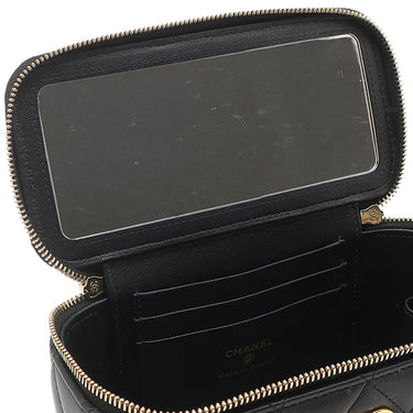 シャネル CHANEL バニティ チェーン ショルダー AP3079 ブラック レザー ショルダーバッグ ゴールド金具 ココマーク トランプ柄