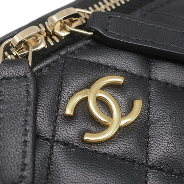 シャネル CHANEL バニティ チェーン ショルダー AP3079 ブラック レザー ショルダーバッグ ゴールド金具 ココマーク トランプ柄
