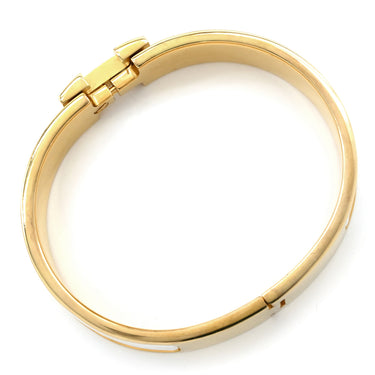 エルメス HERMES クリックH PM ホワイト×ゴールド GP エナメル ブレスレット 白 Hブレス