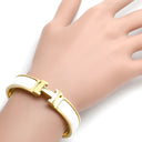 エルメス HERMES クリックH PM ホワイト×ゴールド GP エナメル ブレスレット 白 Hブレス