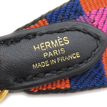 エルメス HERMES バンドリエール マキシ カドリーユ 25mm ブルーサフィール×アネモネ×カプシーヌ ヴォースイフト トワルコットン ショルダーストラップ ゴールド金具