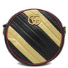 グッチ GUCCI GGマーモント ラウンドショルダー 550154 ブラック×ベージュ×レッド レザー ショルダーバッグ ゴールド金具 黒 赤
