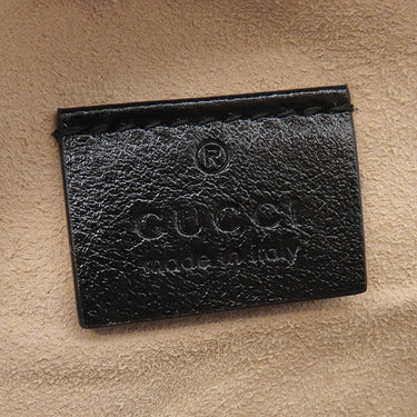 グッチ GUCCI GGマーモント ラウンドショルダー 550154 ブラック×ベージュ×レッド レザー ショルダーバッグ ゴールド金具 黒 赤