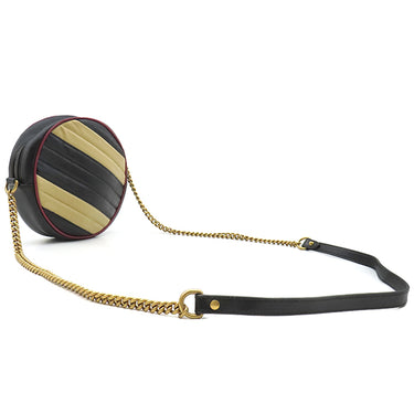 グッチ GUCCI GGマーモント ラウンドショルダー 550154 ブラック×ベージュ×レッド レザー ショルダーバッグ ゴールド金具 黒 赤