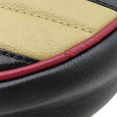 グッチ GUCCI GGマーモント ラウンドショルダー 550154 ブラック×ベージュ×レッド レザー ショルダーバッグ ゴールド金具 黒 赤