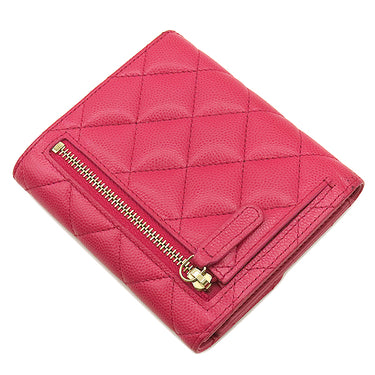 シャネル CHANEL マトラッセ クラシック スモール フラップ AP0231 ピンク レザー キャビアスキン 三つ折り財布 ゴールド金具 ココマーク コンパクト
