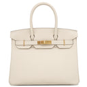 エルメス HERMES バーキン30 クレ トゴ ハンドバッグ ゴールド金具 新品 未使用 オフホワイト