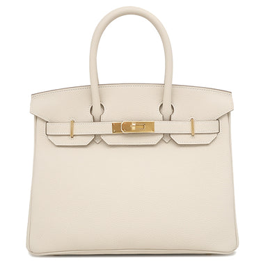 エルメス HERMES バーキン30 クレ トゴ ハンドバッグ ゴールド金具 新品 未使用 オフホワイト