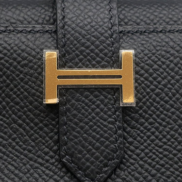 エルメス HERMES ベアン コンビネ ブラック ヴォーエプソン 三つ折り財布 ゴールド金具 黒