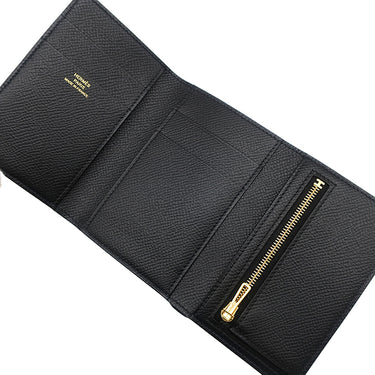 エルメス HERMES ベアン コンビネ ブラック ヴォーエプソン 三つ折り財布 ゴールド金具 黒