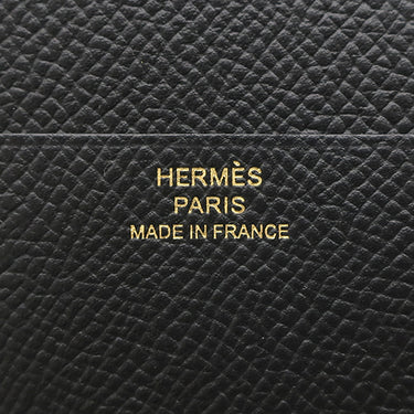 エルメス HERMES ベアン コンビネ ブラック ヴォーエプソン 三つ折り財布 ゴールド金具 黒