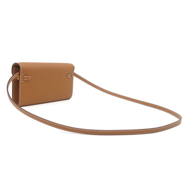 エルメス HERMES ケリーウォレット ロング トゥーゴー ゴールド ヴォーエプソン 長財布 シルバー金具 茶 ショルダー