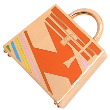 エルメス HERMES ケリー Hヴィブラシオン ピンクゴールド×オレンジ メタル チャーム ペンダントトップ バッグチャーム PG RG