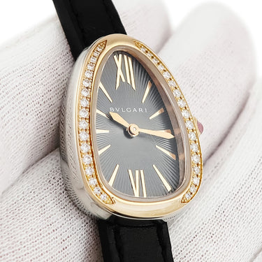 腕時計 ブルガリ BVLGARI セルペンティ 102968 クオーツ レディース K18PG×SS コンビ 純正ダイヤ ダブルスパイラル ピンクゴールド
