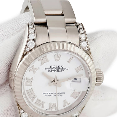 腕時計 ロレックス ROLEX デイトジャスト 26 179239 K番 自動巻き レディース K番 K18WG無垢 純正ダイヤ ローマン 白