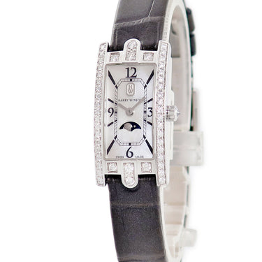 腕時計 ハリーウィンストン Harry Winston アヴェニューC ミニムーンフェイズ AVCQMP16WW001 クオーツ レディース K18WG シェル 純正ダイヤ