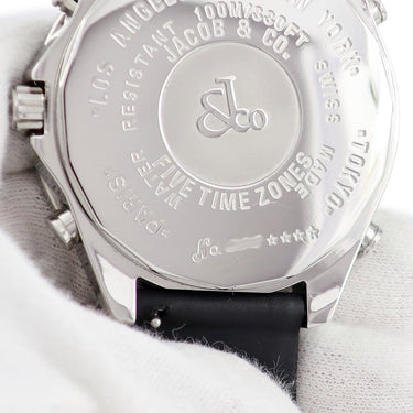 腕時計 ジェイコブ JACOB&CO 5タイムゾーン 47mm クオーツ メンズ 純正ダイヤ ファイブタイムゾーン デイト 夜光 ギヨシェ