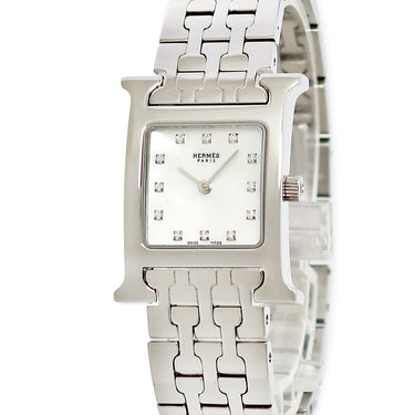 腕時計 エルメス HERMES Hウォッチ HH1.210.283 クオーツ レディース 純正ダイヤ シェル H型 スクエア 2針 シンプル SS クォーツ