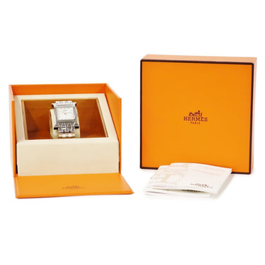 腕時計 エルメス HERMES Hウォッチ HH1.210.283 クオーツ レディース 純正ダイヤ シェル H型 スクエア 2針 シンプル SS クォーツ